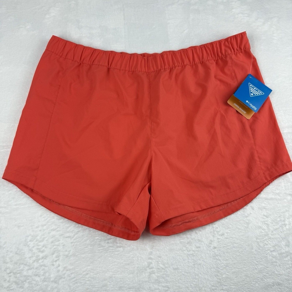NWT Columbia PFG Omni-Shade Shorts Orange Sun Protection Womens‎ Size Large 4L